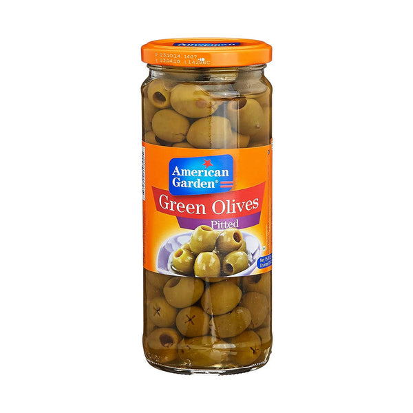 American Garden Green Pitted Olives 450Gm Imp
