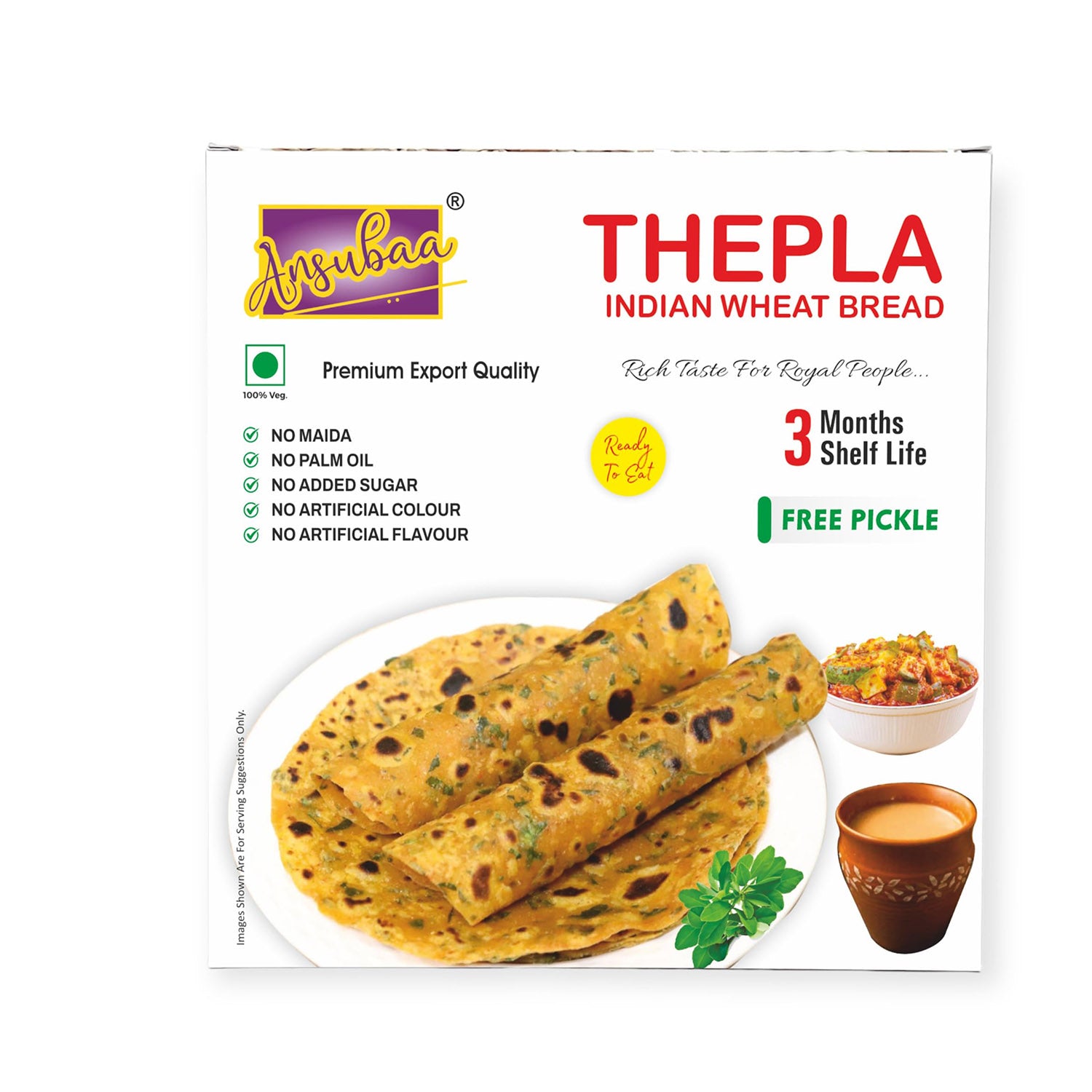 Ansubaa Wheat Bread Thepla 10Pcs