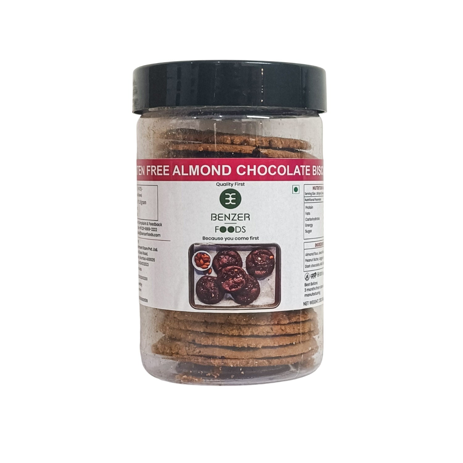 Benzer Gluten Free Almond Chocolate Biscuits 250Gm