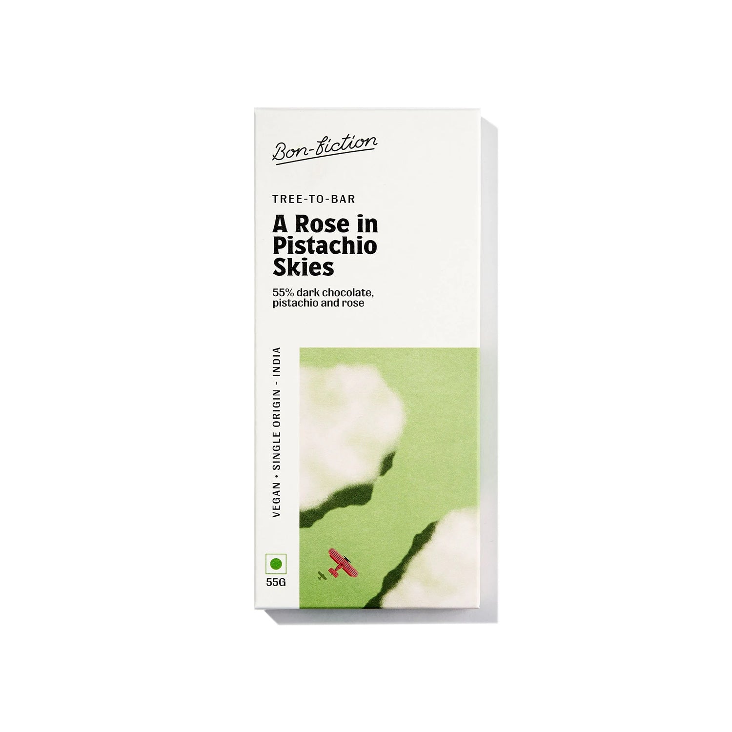 Bon Fiction A Rose In Pistachio Skies 55% Vegan Bar 55Gm