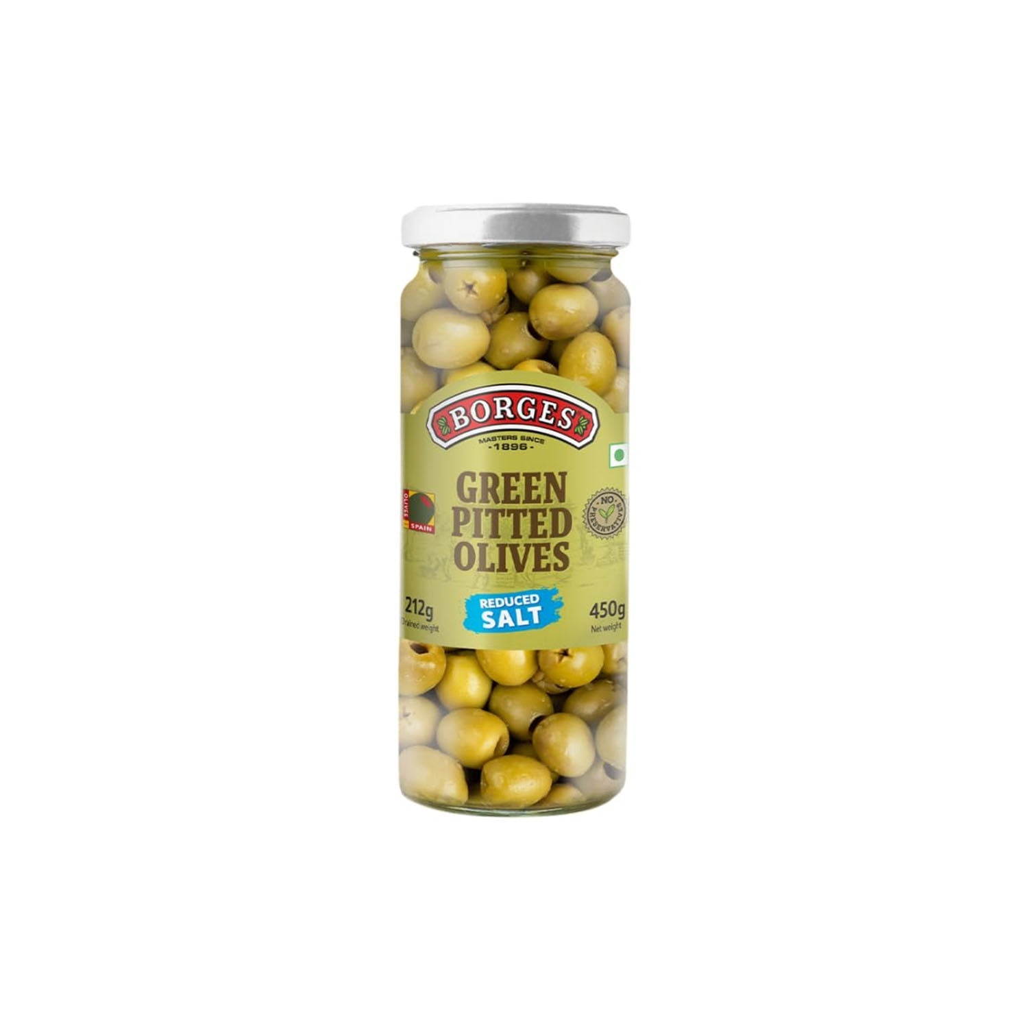 Borges Green Pitted Olives 450Gm