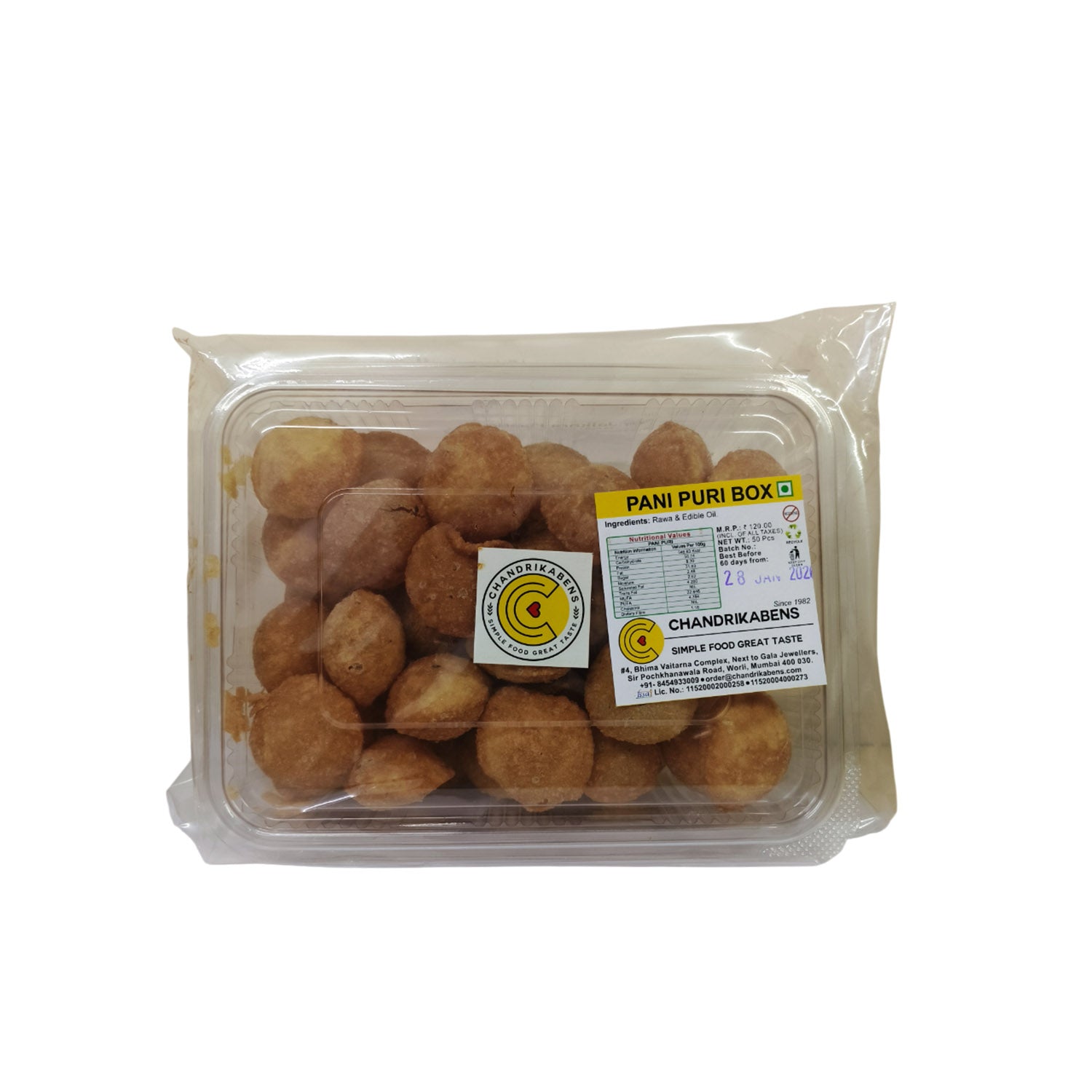 Chandrikabens Pani Puri 40 45Pcs 1Box