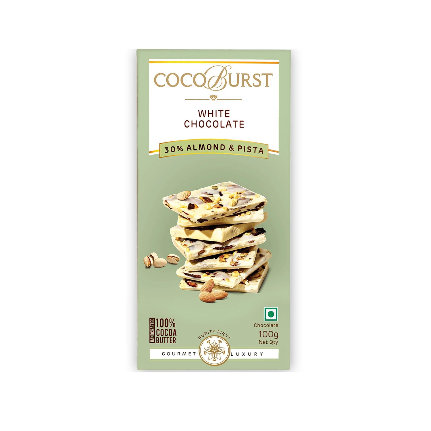 Cocoburst 30 Almond Pista White Chocolate 100Gm