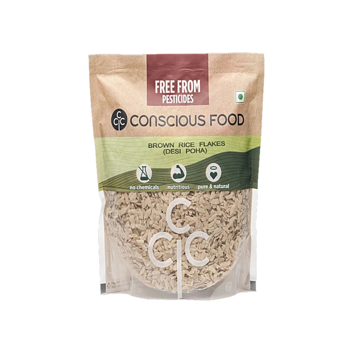 Conscious Foods Organic Brown Rice Flakes(Desi Poha) 500Gm