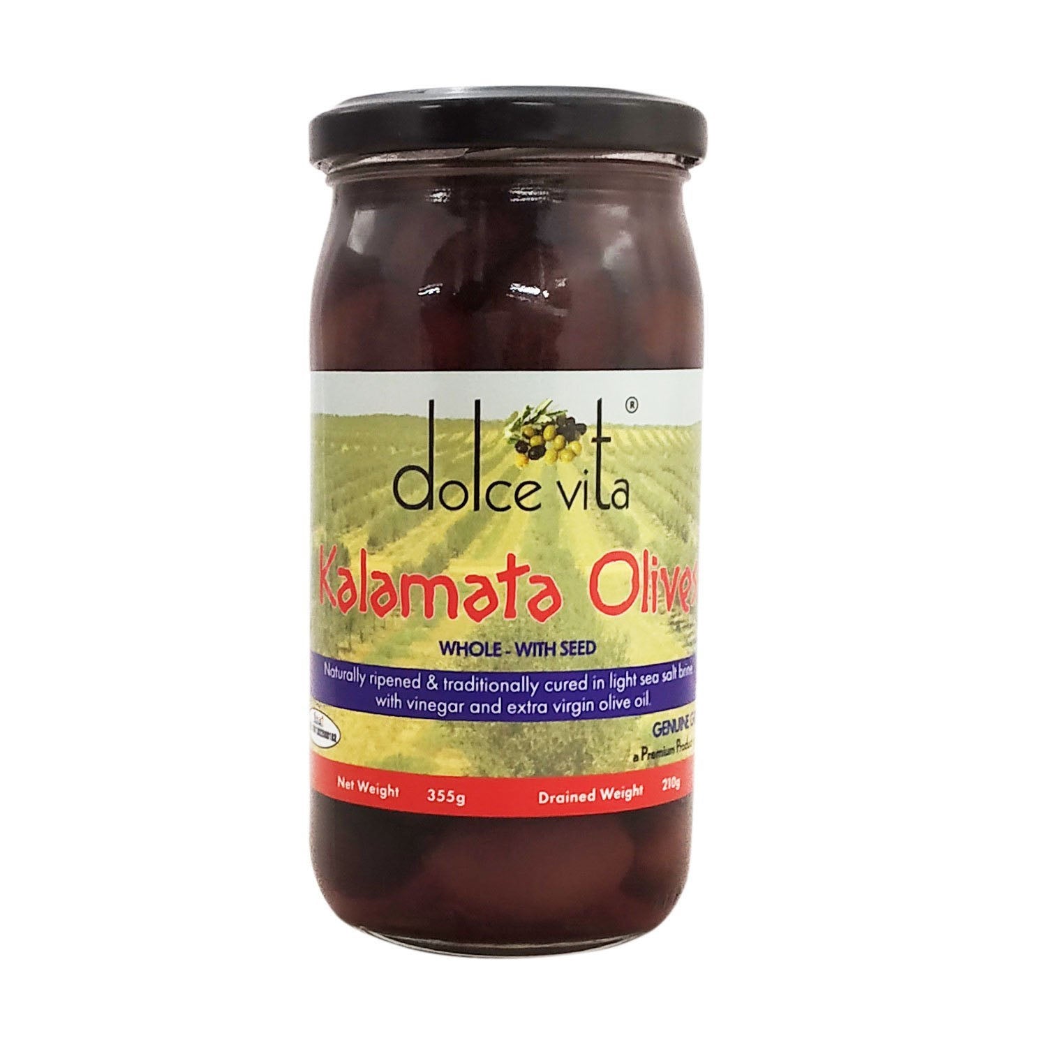 Dolce Vita Kalamata Olives Whole 355Gm Imp