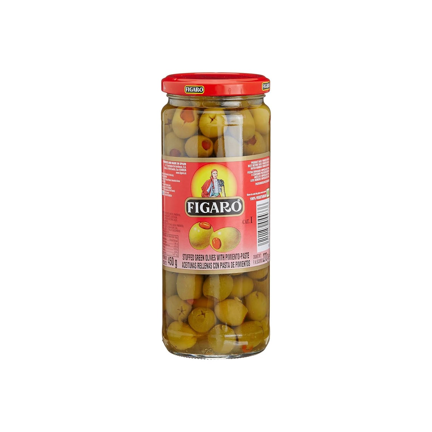 Figaro Olives Green Stuffed 450Gm