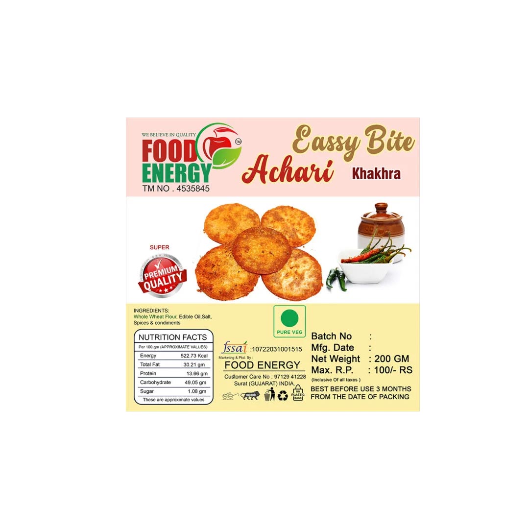 Food Energy Easy Bite Achari Khakhra 200Gm