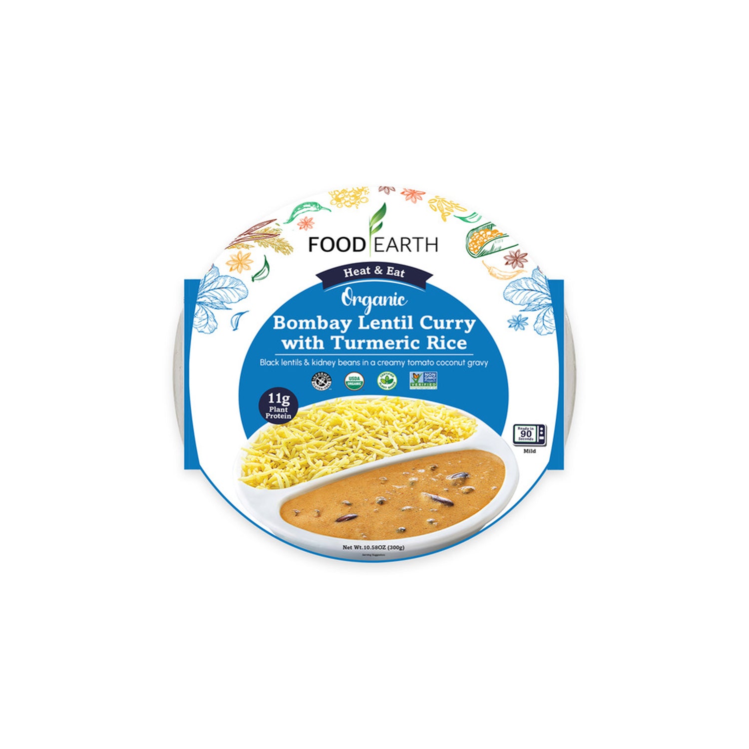 Food Earth Bombay Lentil Curry With Turmeric Rice 300Gm