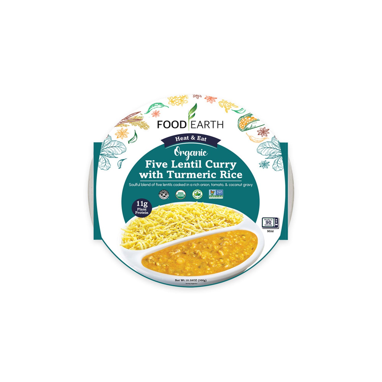 Food Earth Five Lentil Curry With Turmeric Rice 300Gm