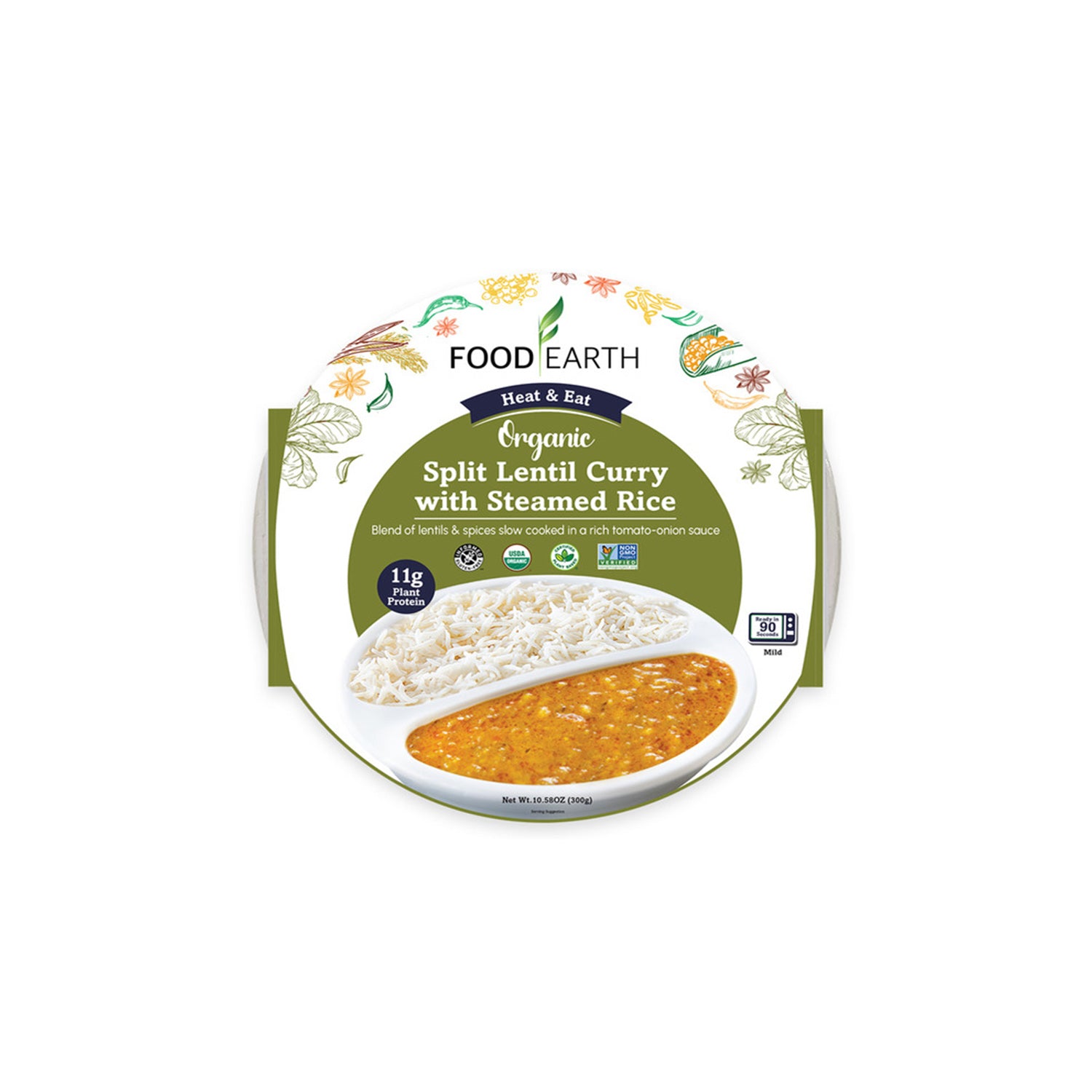 Food Earth Split Lentil Curry With Steamed Rice 300Gm
