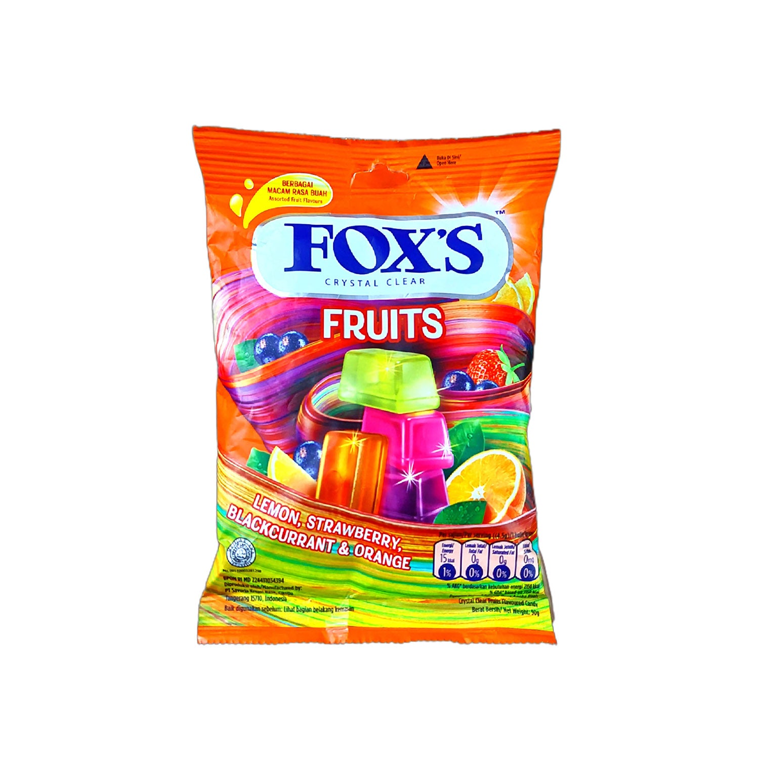 Foxs Crystal Clear Fruits Candies Pouch 90Gm
