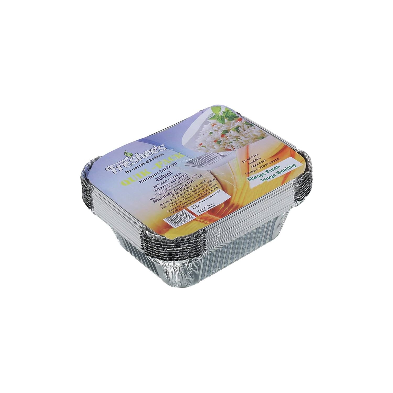 Freshee Aluminium Container 450Ml (10 Pcs)