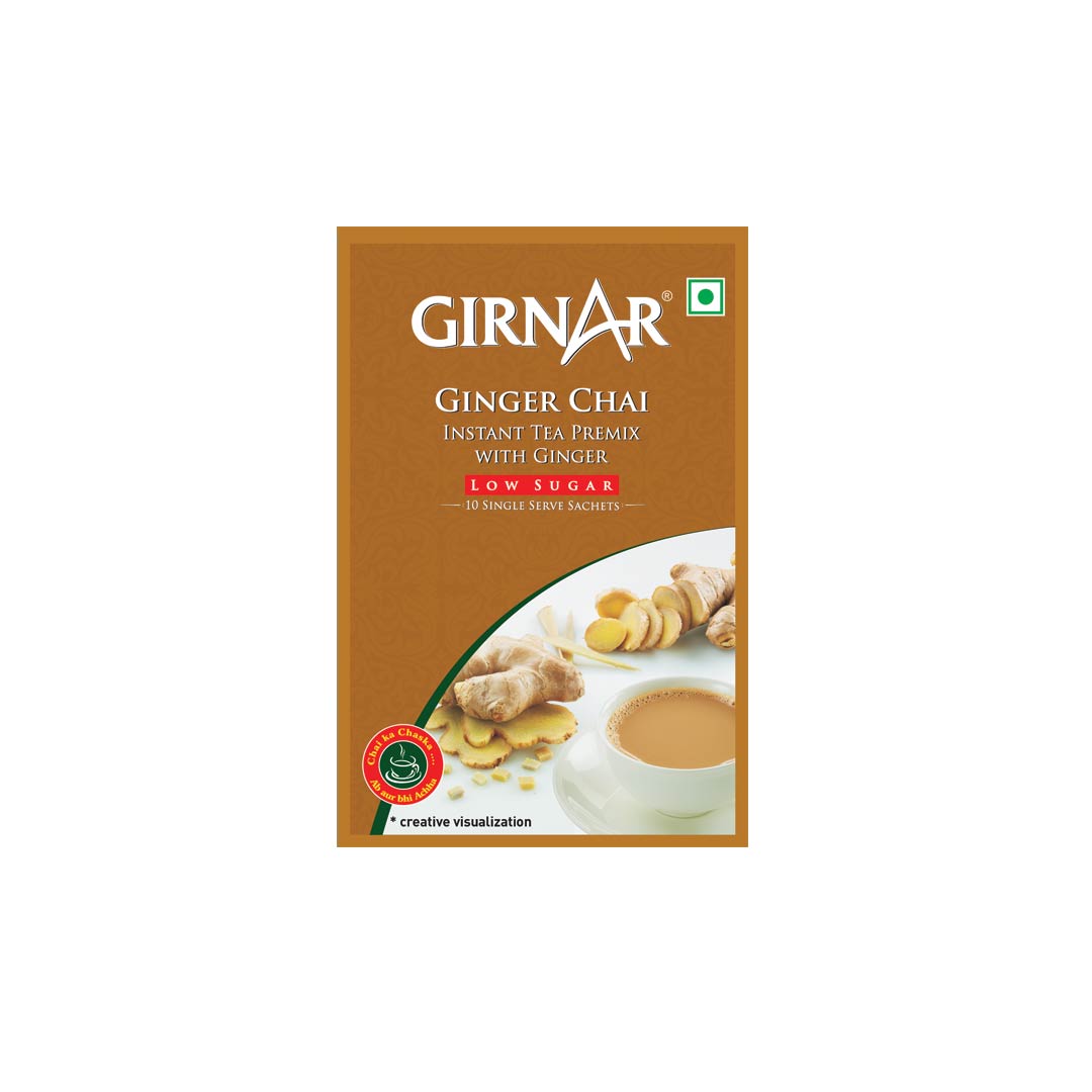 Girnar Ginger Chai Low Sugar 10 Sachets