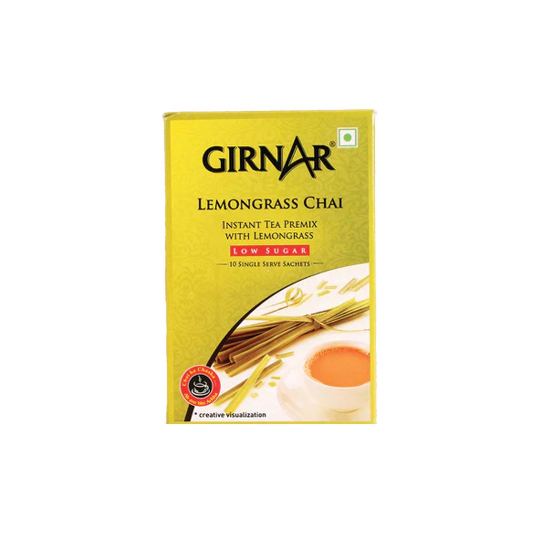 Girnar Lemongrass Chai Premix Low Sugar 10 Sachets
