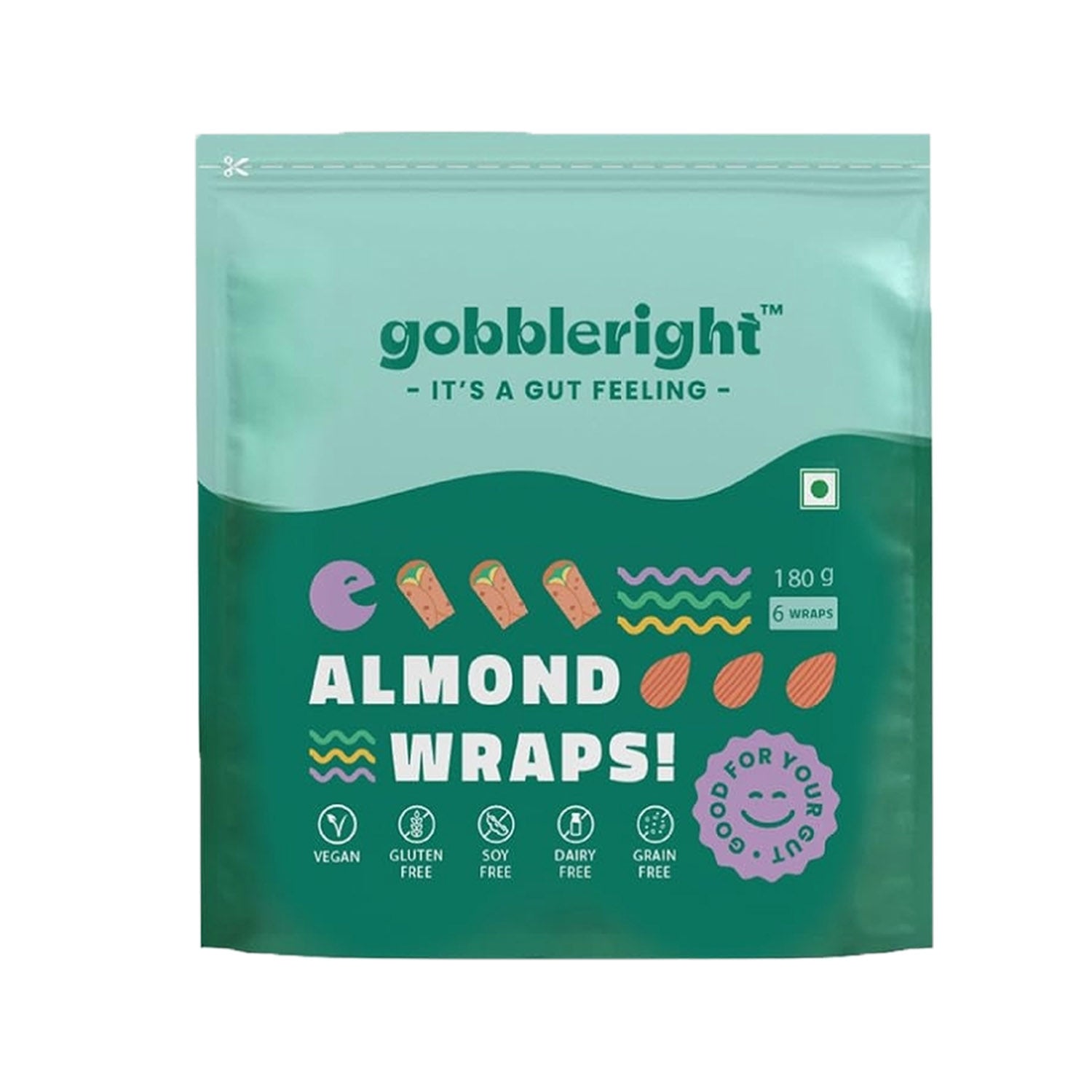 Gobbleright Almond Wraps 180Gm