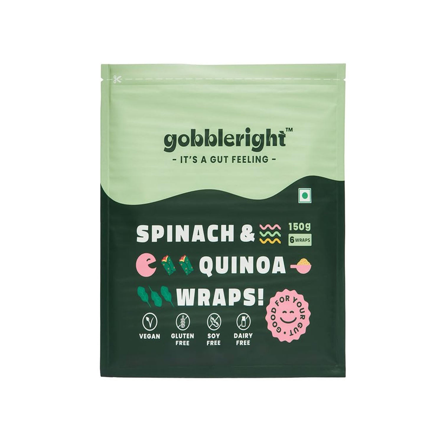 Gobbleright Spinach Quinoa Wraps 150Gm