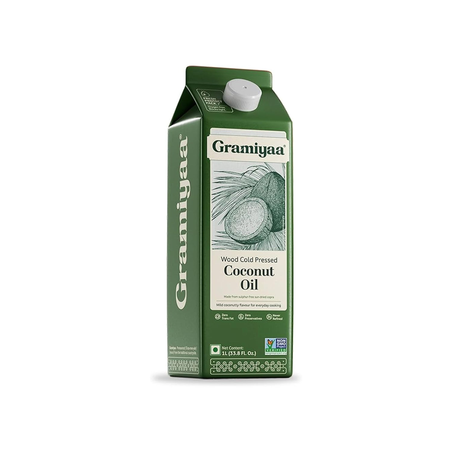 Gramiyaa Wood Cold Pressed Coconut Oil 1Ltr