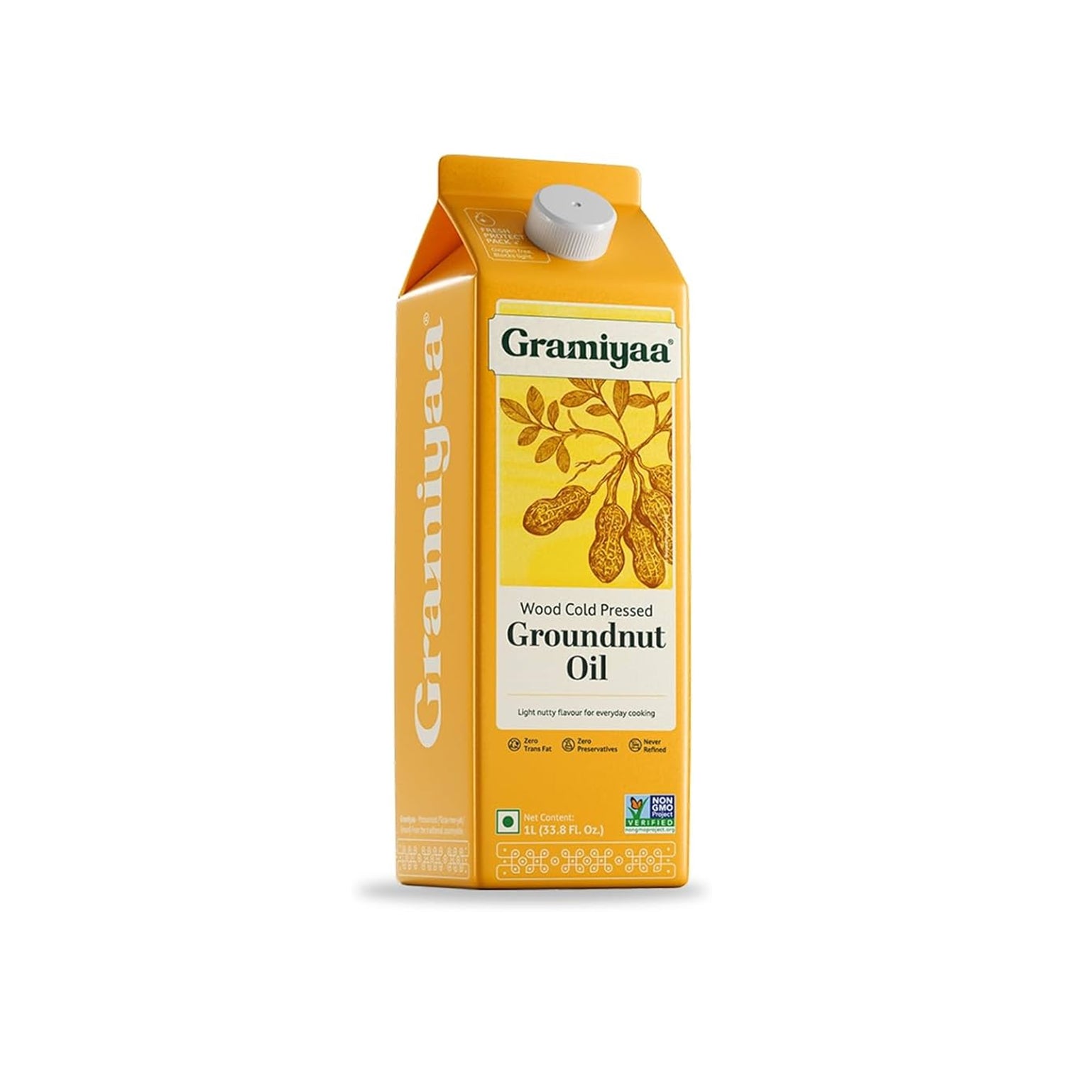 Gramiyaa Wood Cold Pressed Groundnut Oil 1Ltr