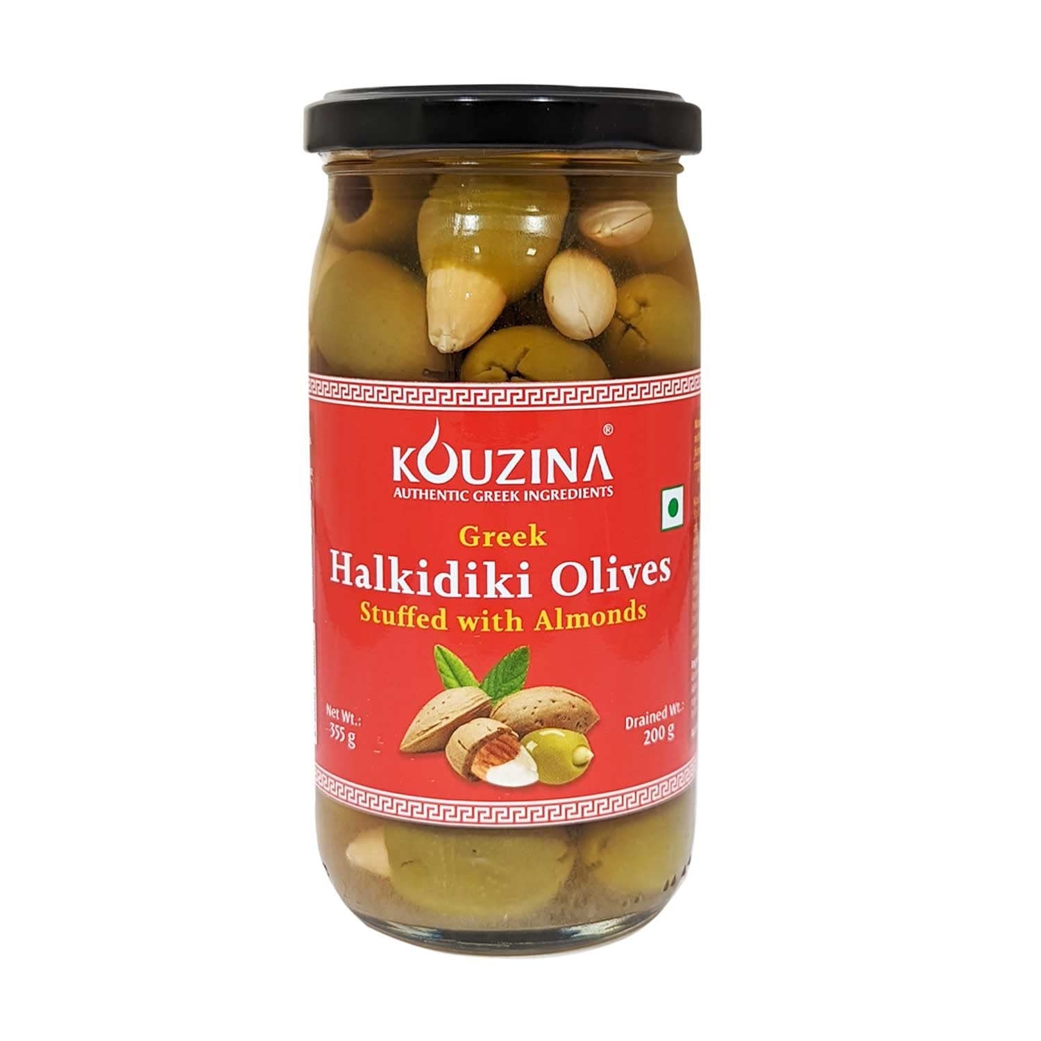 Kouzina Greek Halkidiki Olives Stuffed With Almonds 355Gm Imp