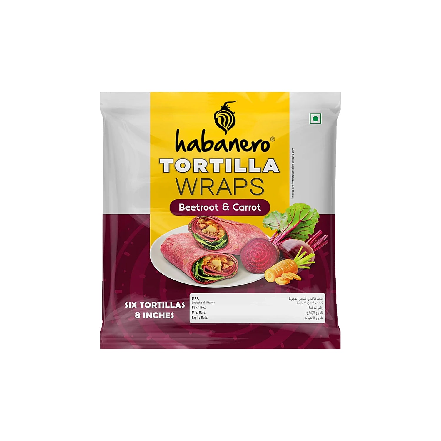 Habanero Tortilla Wraps Beetroot & Carrot 330Gm