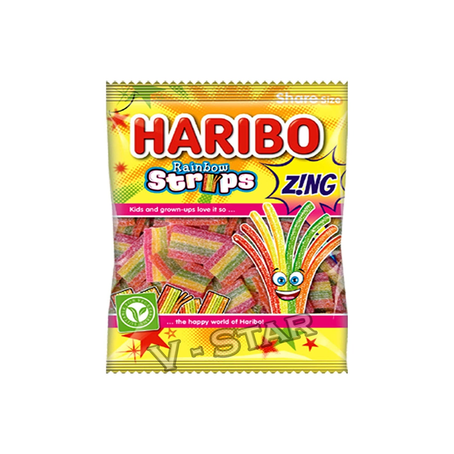 Haribo Rainbow Strips Share Bag 130Gm