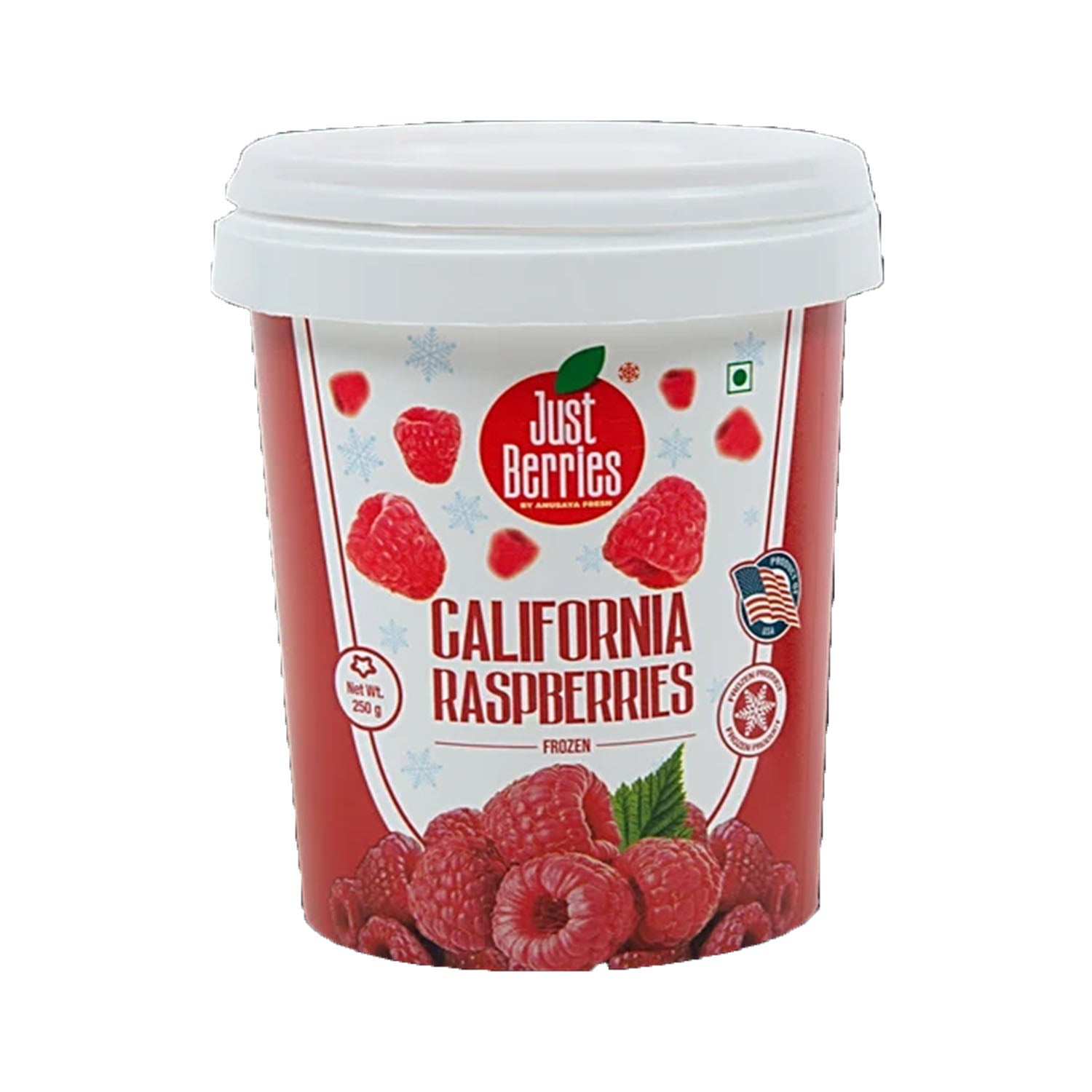 Just Berries Frozen California Raspberries 250Gm