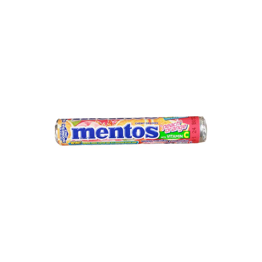Mentos Peach Orange Dragees 29Gm