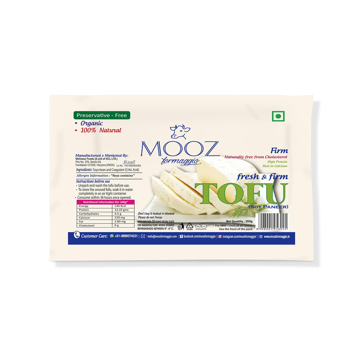 Mooz Fresh Ferm Tofu Soy Paneer 200Gm
