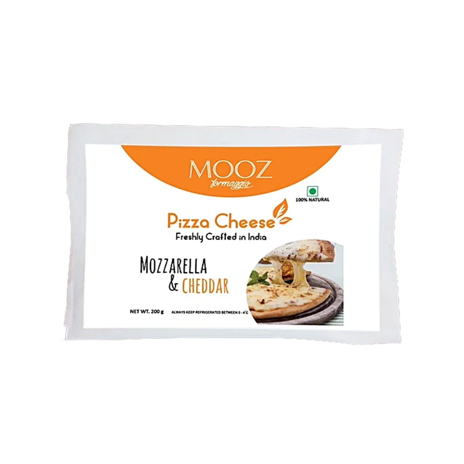 Mooz Pizza Mozzarella & Cheddar Cheese Block 200Gm