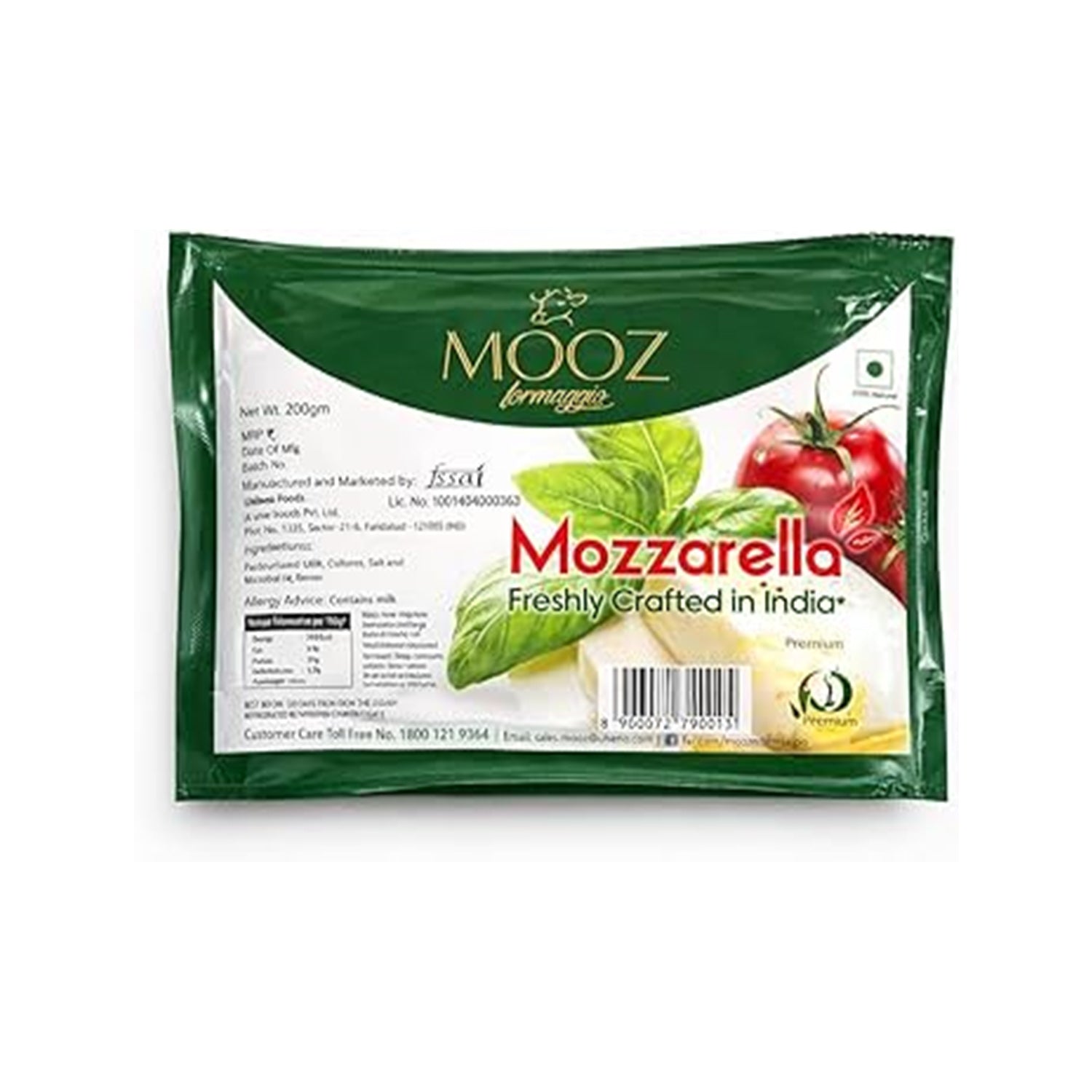 Mooz Plain Shredded Mozzarella  Cheese 200Gm
