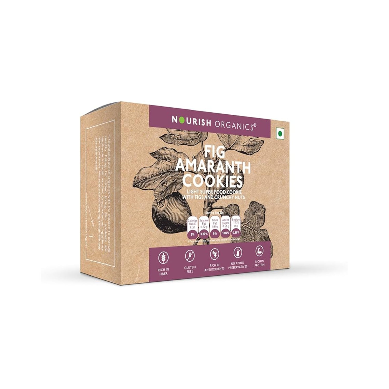 Nourish Organic Fig Amaranth Cookies 110Gm