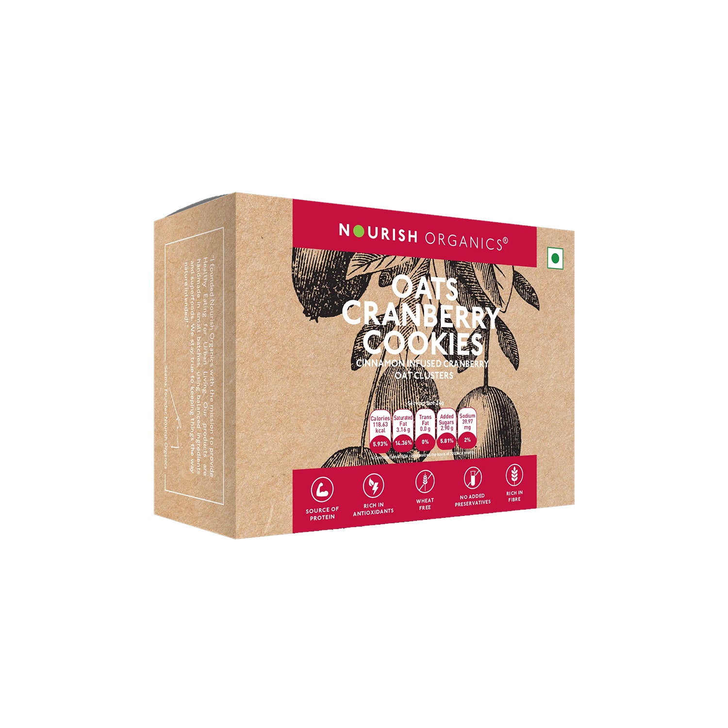 Nourish Organic Oats Cranbry Cookies 130Gm