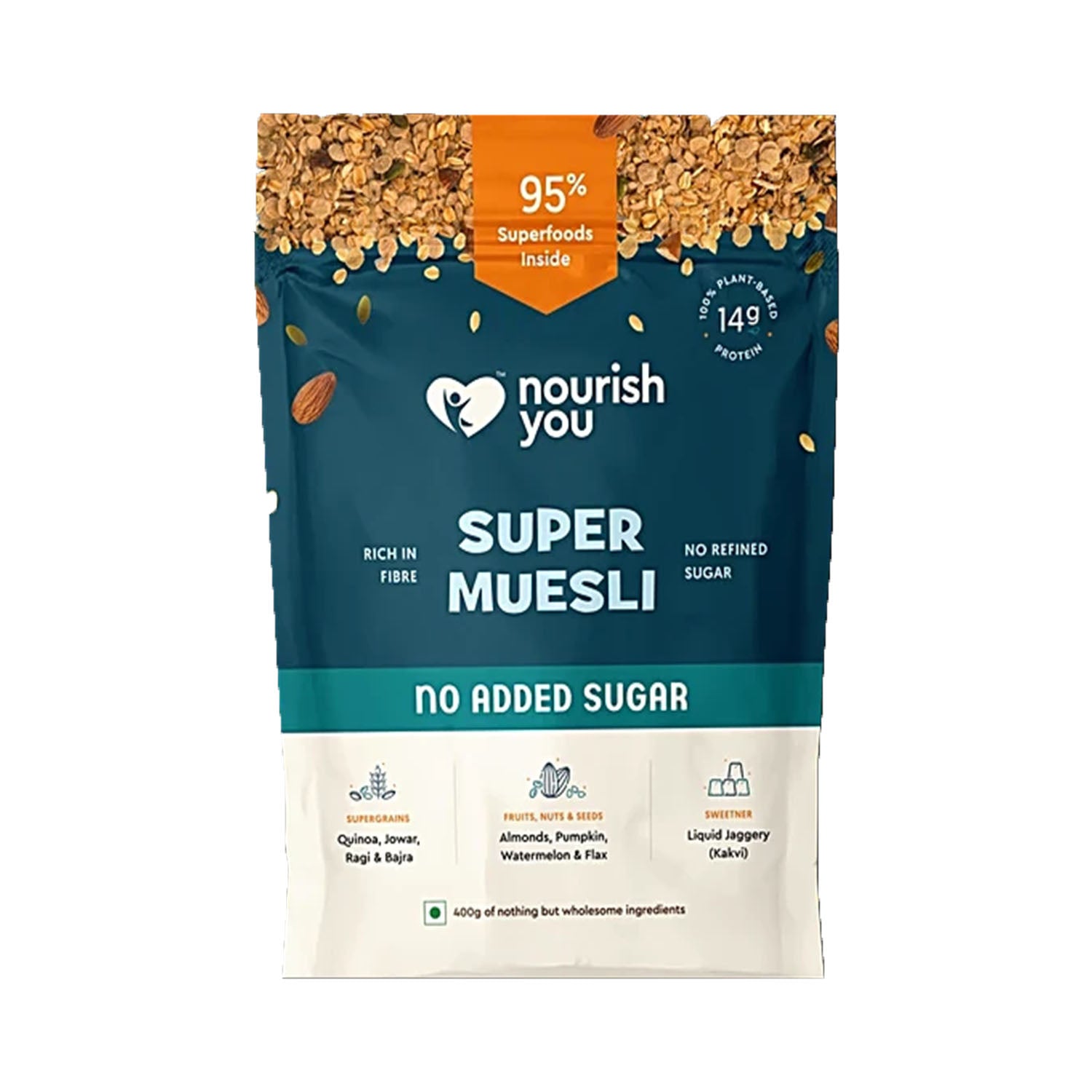 Nourish You Gf No Added Sugar Muesli 400Gm