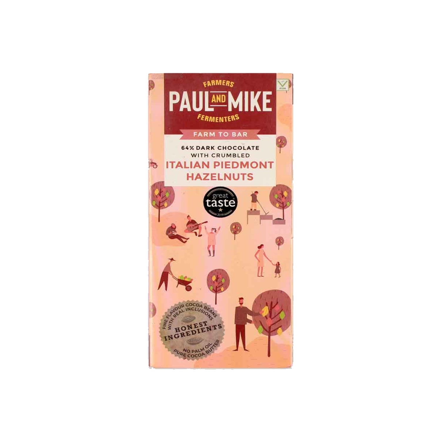 Paul & Mike 64% Dark Italian Piedmont Hazelnuts 68Gm