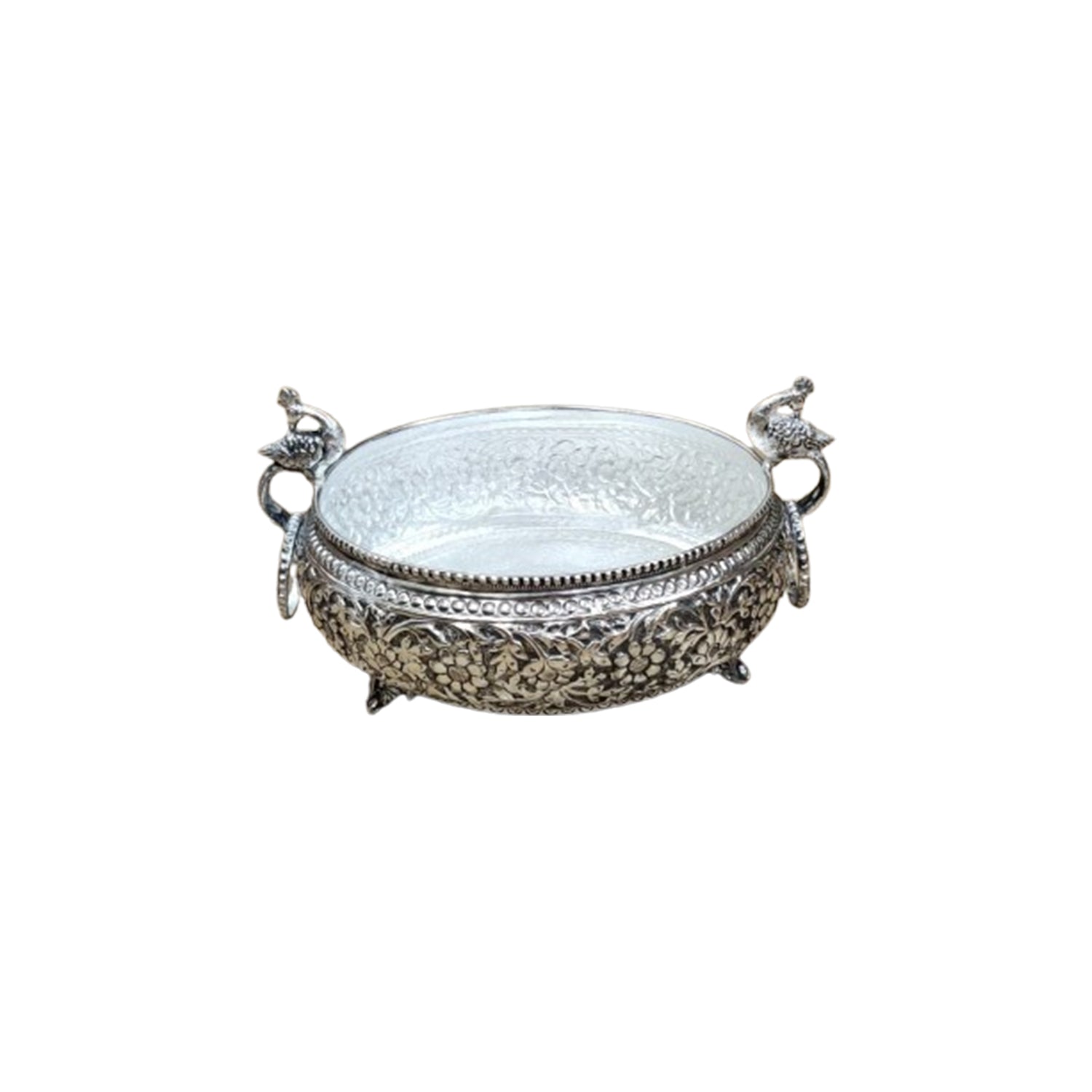 Peacock Urli Silver 8Inch 1Pc