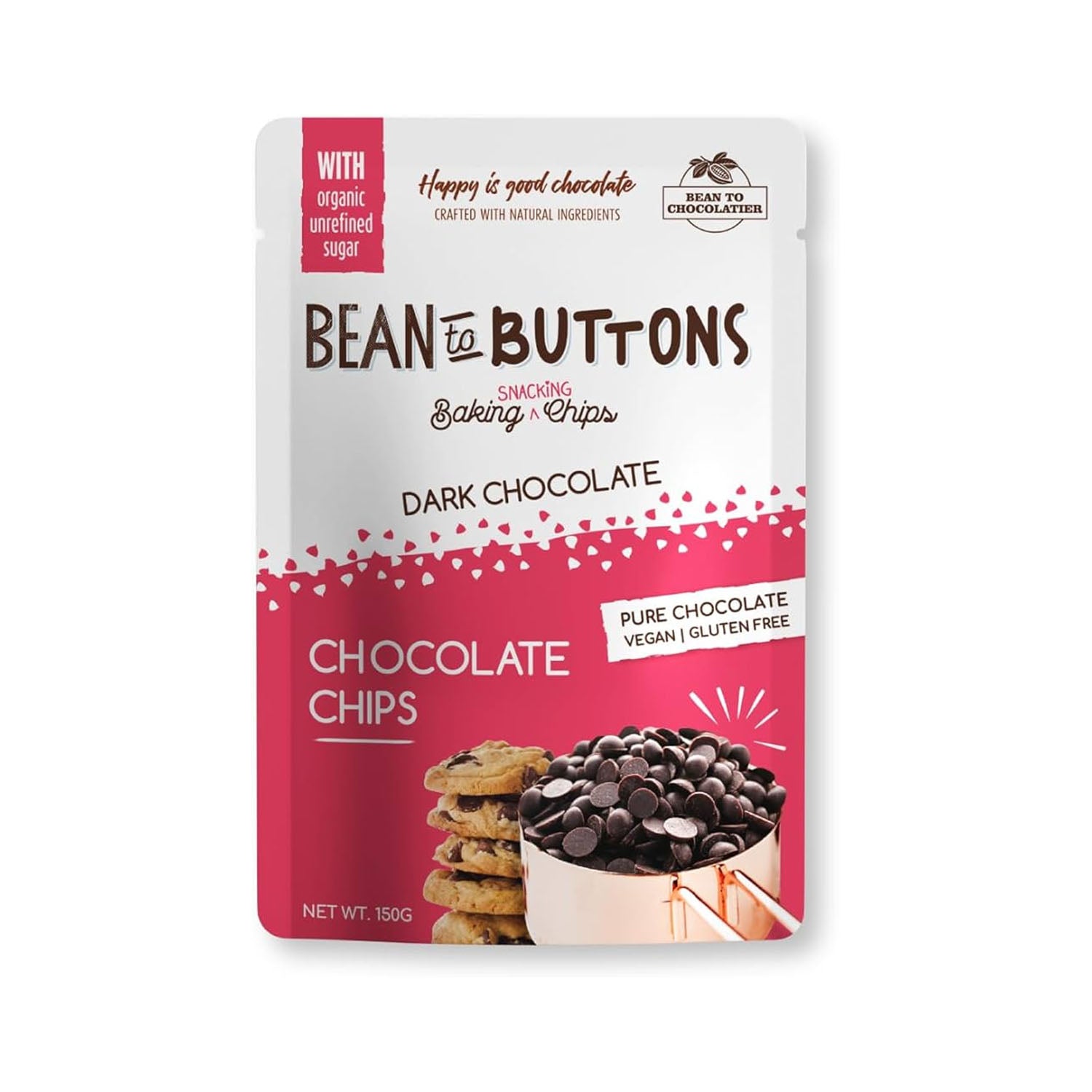 Pink Harvest Farms Bean To Buttons Dark Choco Chips 200 Gm