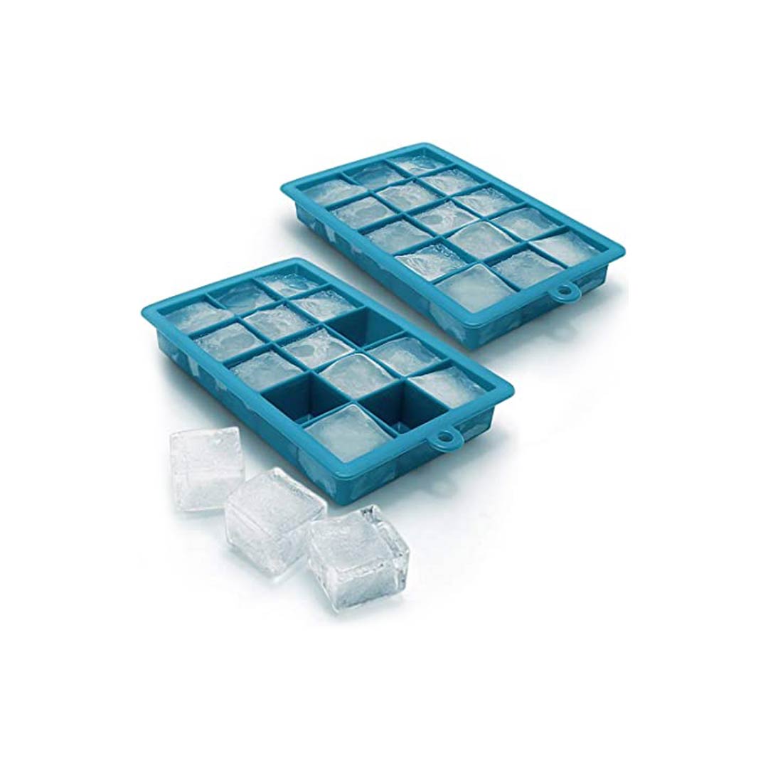 Silicone Ice Cube Tray With Lid Blue 1Pc