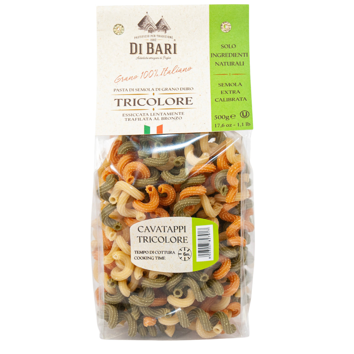 Di Bari Cavatappi Tricolor Pasta 500Gm