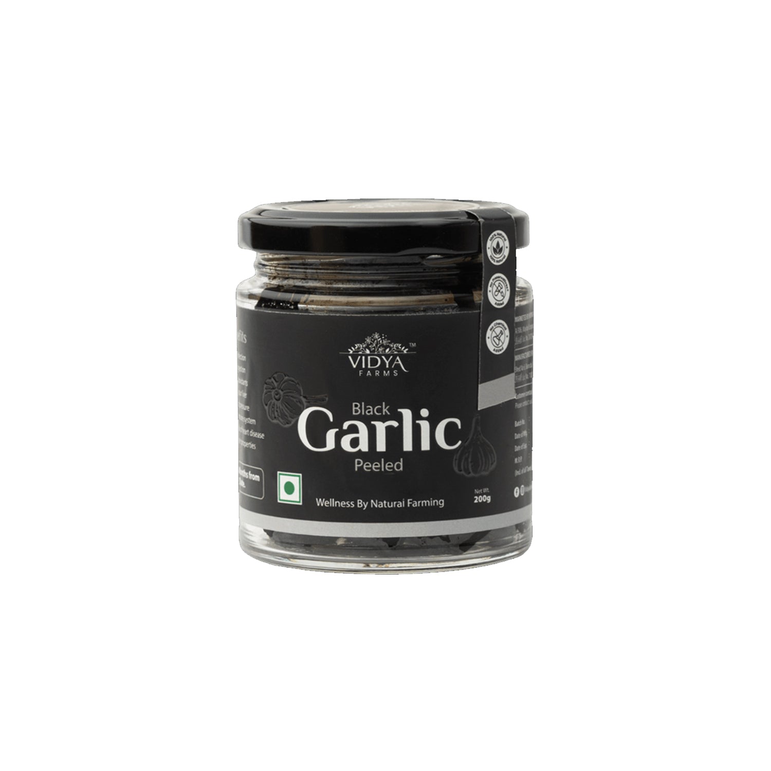 Vidya Farms Black Garlic Peeled 200Gm