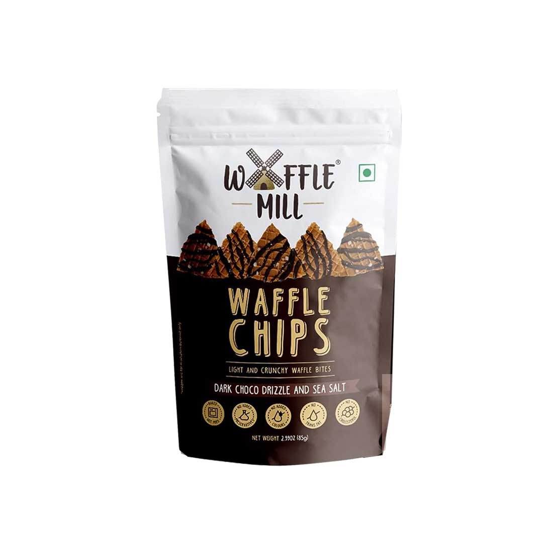 Waffle Mill Dark Choco Drizzle Seasalt Chips 85Gm