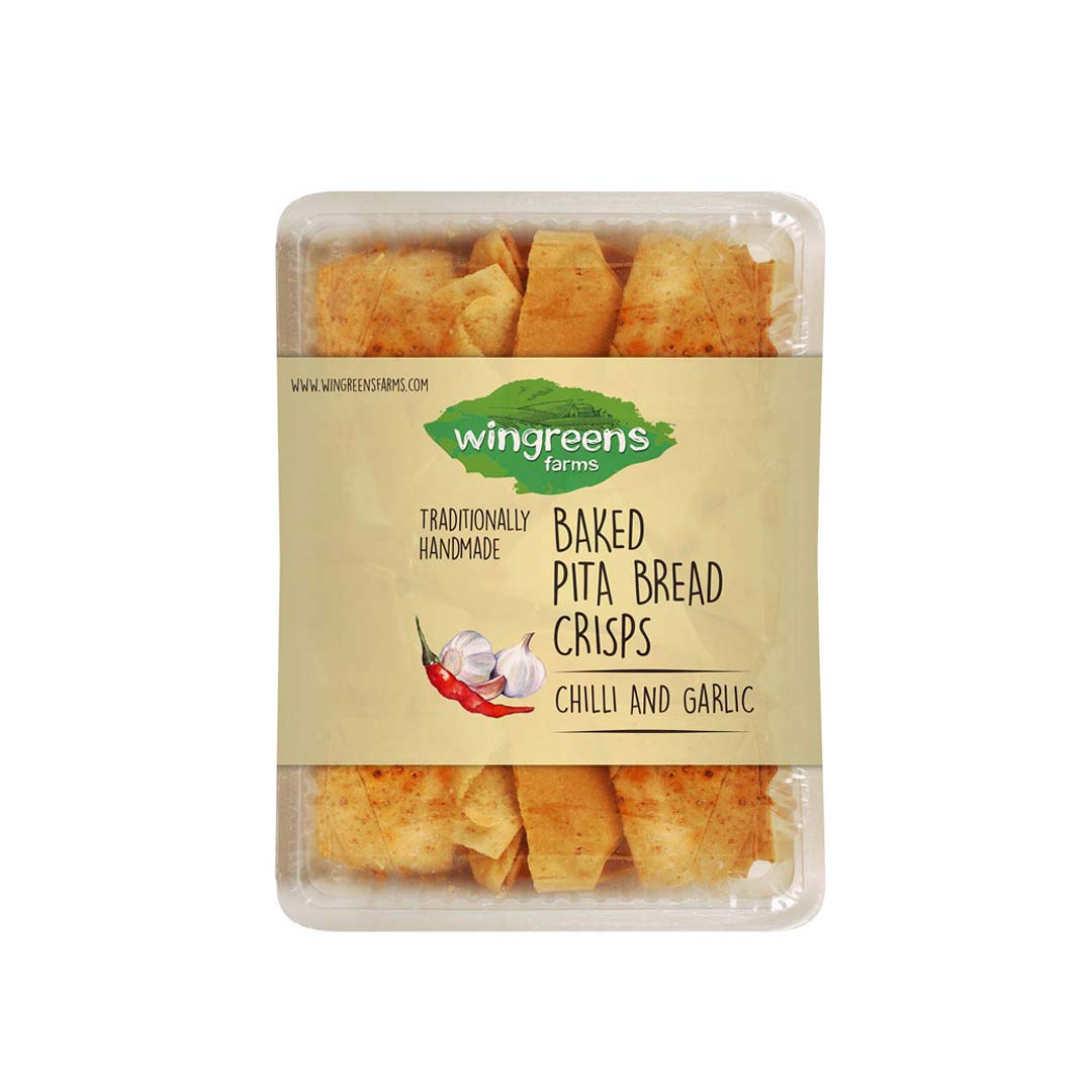 Wingreens Baked Pita Bread Crisps Chilli Garlic 100Gm