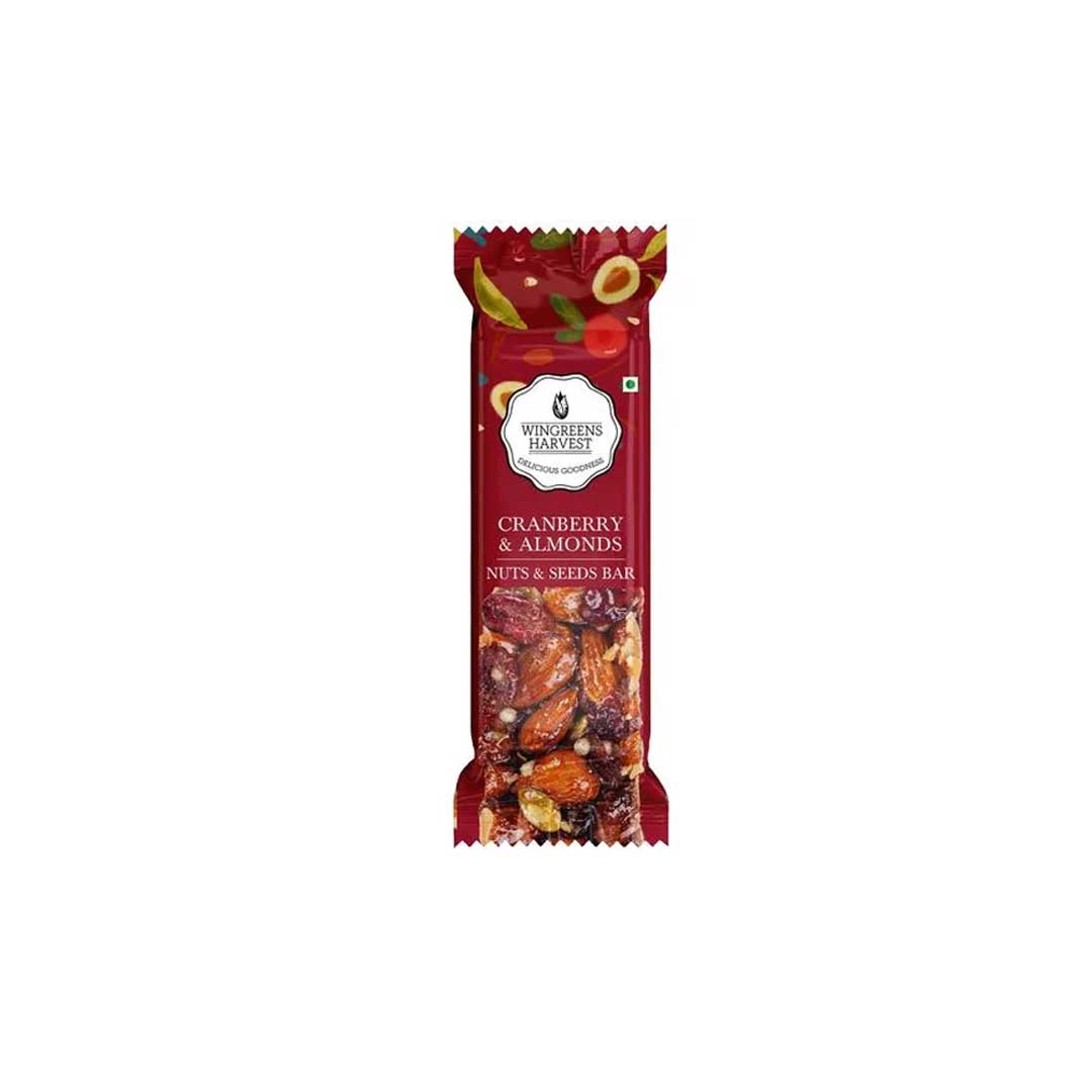 Wingreens Harvest Nuts Seeds Bar Cranberry Almond 30Gm